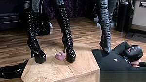 CBT by two mistress in leather