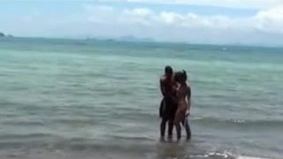 Stripped Beach – Cute Brunette Hair Legal Age Teenager Exhibition
