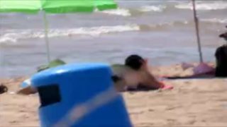 Topless legal age teenager with not her grandfathers at beach