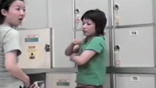 Asians from changing room give erotic tits shake show