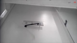 Charming blonde with amazing tits undressing in the cloakroom