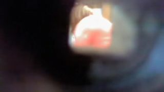 Dressing room spy cam spying fem through the wall hole