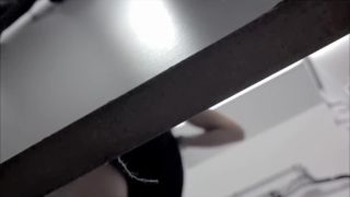 Hairy pussy flashed between sexy butt cheeks on spy cam