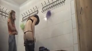 Naked chicks in a locker room