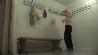 Spy camera records a lonely woman in a changing room